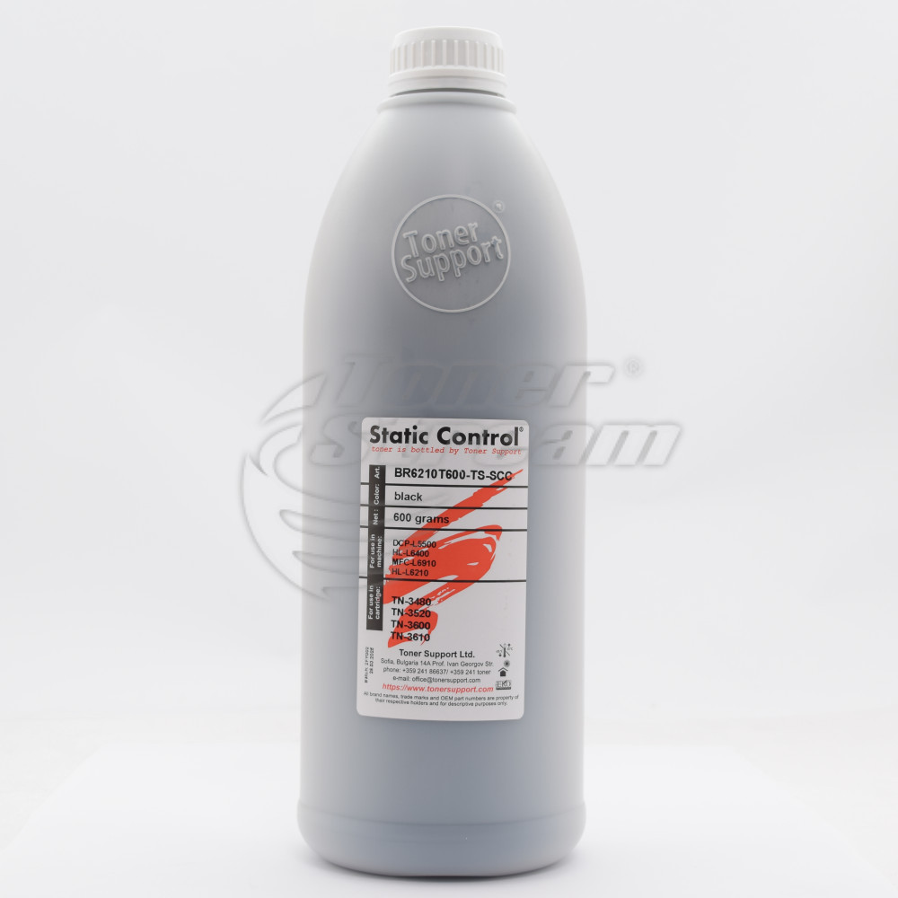 Монохромен тонер в бутилкаBR6210T600-TS-SCC - 600 гр. 25000 копия, доставчик Static Control предназначен за TN-3610XL - Изображение 1