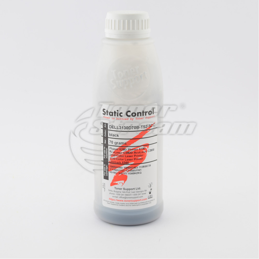 Девелопер DELL3130D70B-TS2-SCC 70 гр. черен, доставчик Static Control, предназначен за 106R01403 - Изображение 1