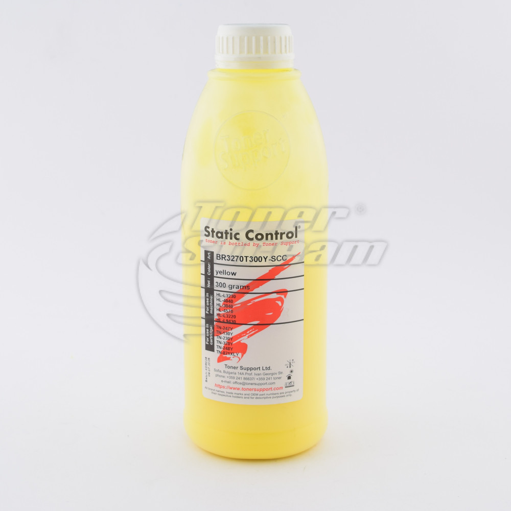 Цветен тонер в бутилкаBR3270T300Y-SCC - 300 гр. жълт, доставчик Static Control предназначен за TN-247Y - Изображение 1
