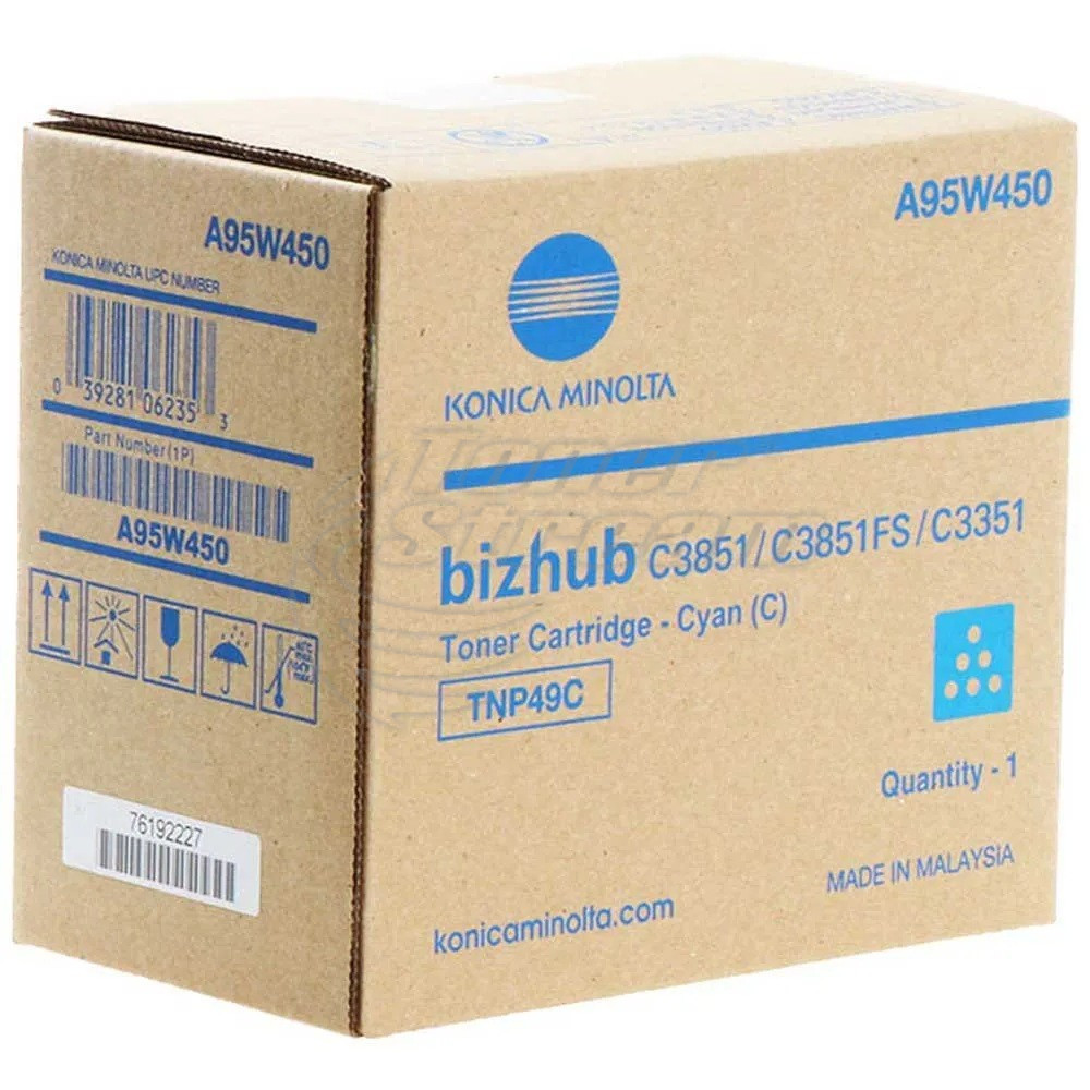 New original toner cartridge Konica/Minolta TNP-49C- 12000 copies, cyan, for use in Bizhub C3351 - Image 1