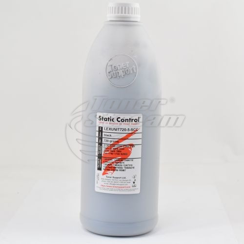 Монохромен тонер в бутилкаLEXUNIT720-5-SCC - 720 гр. , доставчик Static Control предназначен за E260A11E