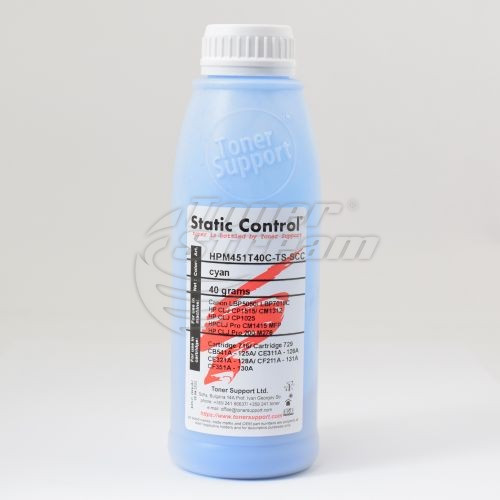 Цветен тонер в бутилкаHPM451T40C-TS-SCC - 40 гр. 1400 копия циан, доставчик Static Control предназначен за CE311A - 126A