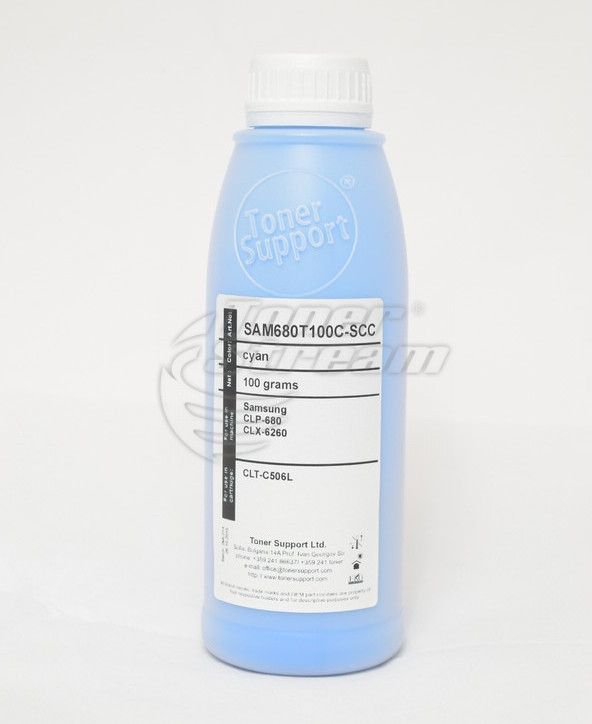 Цветен тонер в бутилкаSAM680T100C-SCC - 100 гр. 3500 копия циан, доставчик Static Control предназначен за CLT-C506S / SU047A