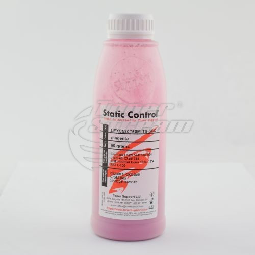 Цветен тонер в бутилкаLEXC530T60M-TS-SCC - 60 гр. 3000 копия магента, доставчик Static Control предназначен за 39V0304
