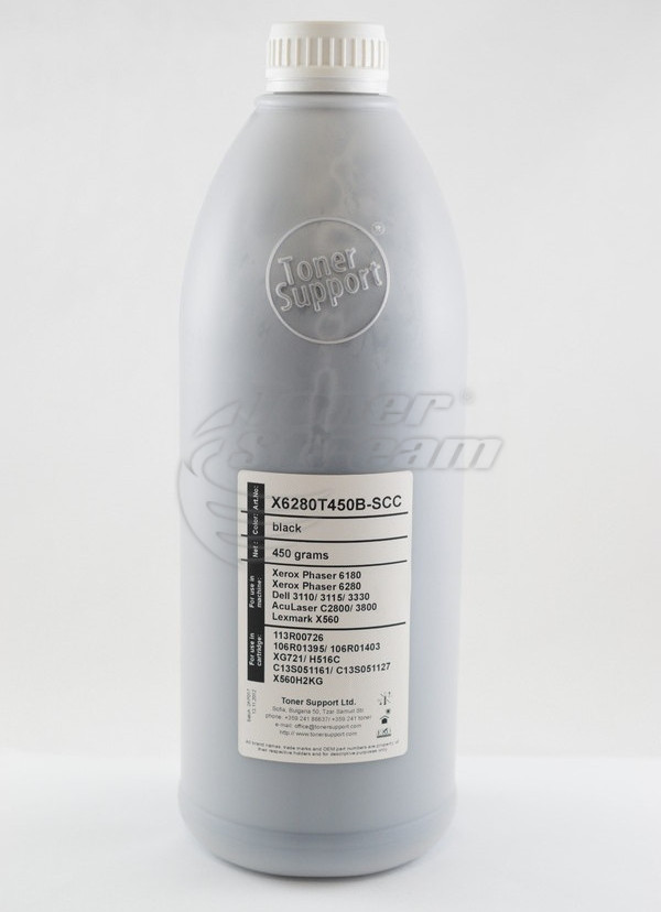 Цветен тонер в бутилкаX6280T450B-SCC - 450 гр. черен, доставчик Static Control предназначен за 106R01395