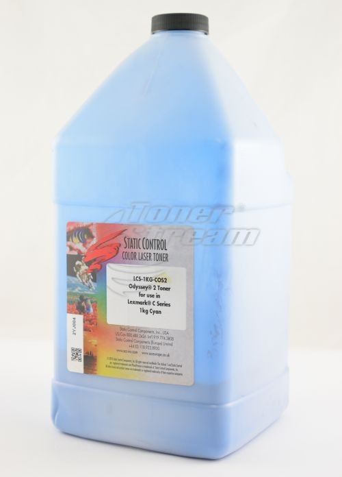 Colored toner in bottleLEXCS510T1KGC-2-SCC - 1000 gr. cyan, suppliеr Static Control for use in 70C2HC0