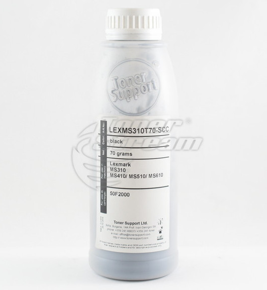 Монохромен тонер в бутилкаLEXMS310T70-SCC - 70 гр. 1500 копия, доставчик Static Control предназначен за 50F2000