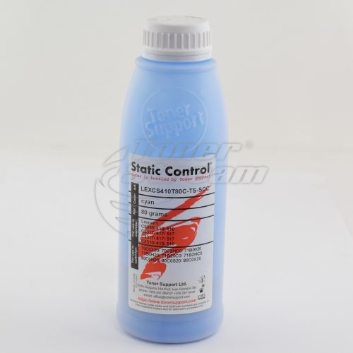 Цветен тонер в бутилкаLEXCS410T80C-TS-SCC - 80 гр. 3000 копия циан, доставчик Static Control предназначен за 70C2HC0